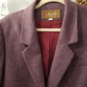 Saville Wool Pencil Skirt Suit Aubergine Burgundy